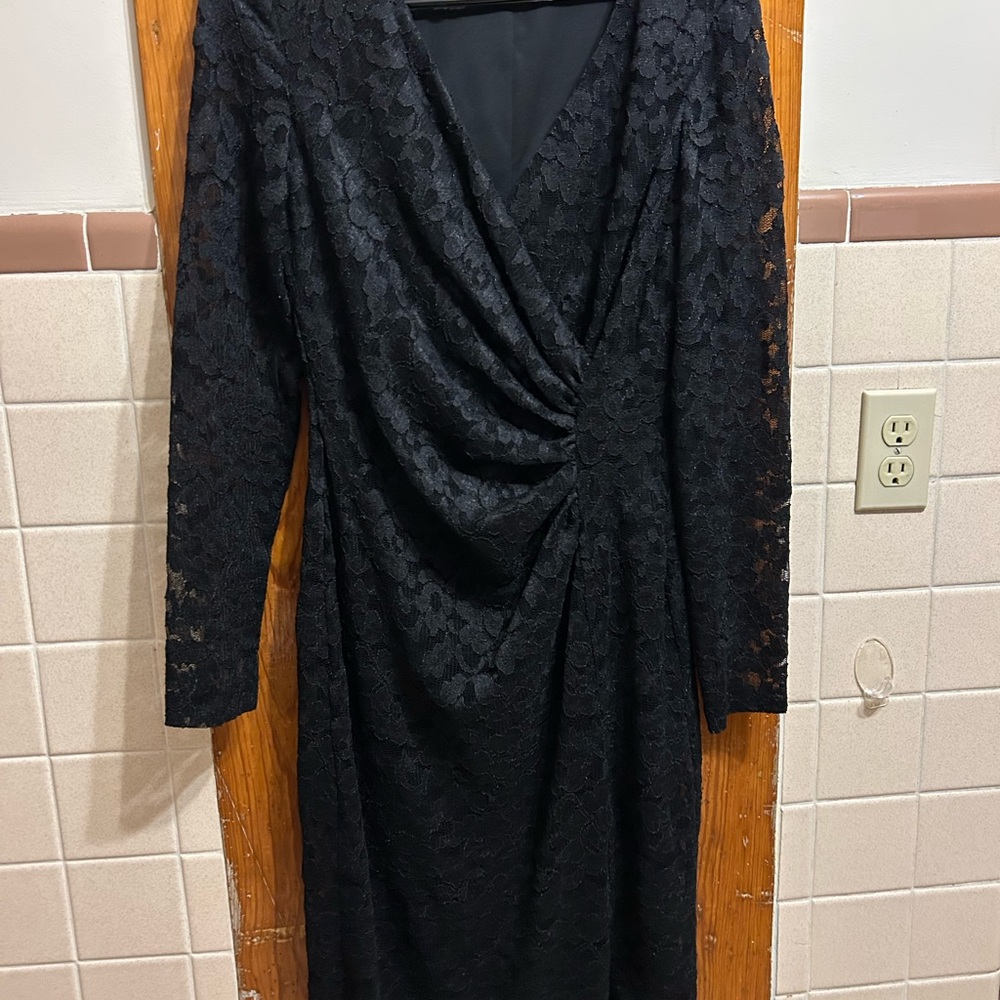 American Living Black Lace Long Sleeve Dress